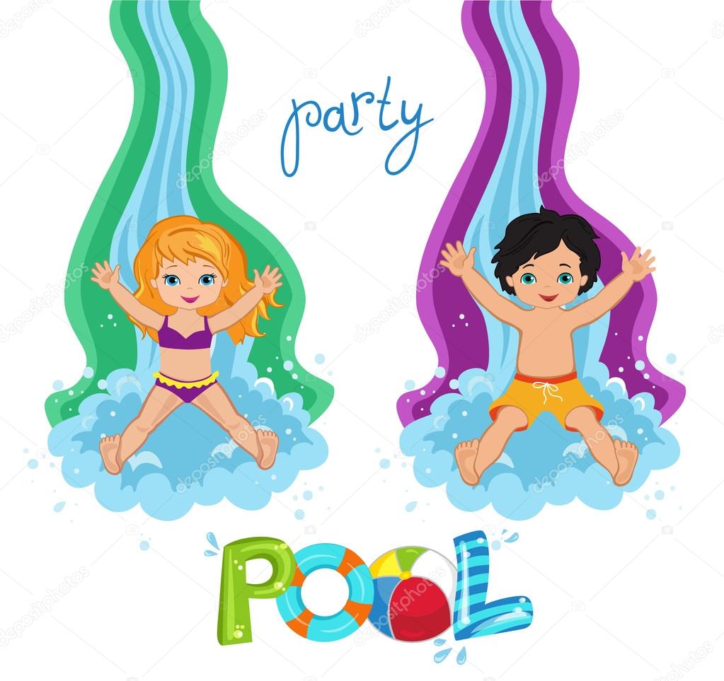 Children's Pool Party isolated on background. Vector Illustration. Stock  Vector by ©Sandylevtov 109599016